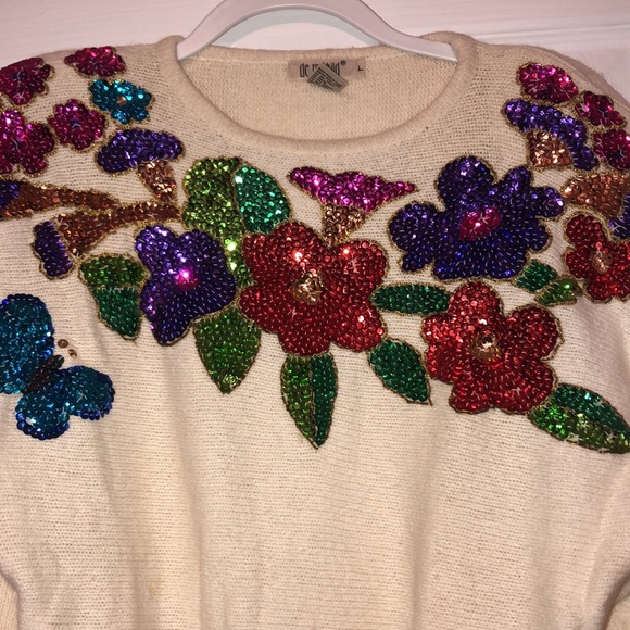 NWT - Floral Sweater with Sequin! size L! Perfect for fall nights - Picture 4 of 6
